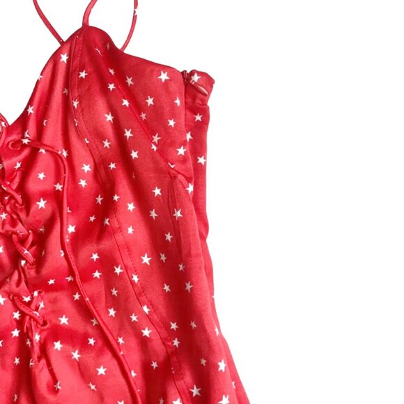 NEW Zara Red Stars Babydoll Bodysuit Patriotic Festival Thong One Piece Swim - Picture 6 of 13